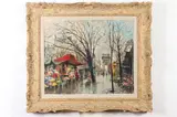 Jean Salabet, Parisian Flower Market, Oil on canvas