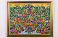 Asian Ke Soki, Rice Field, Oil on canvas in "as is" condition