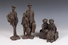 Philip Ratner, Untitled, Three bronze patinated composition figures from "Ellis Island" series