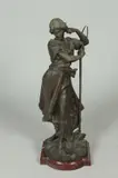 Luca Madrassi, Standing Maiden with Pitchfork, ON separate rouge-de-fer marble plinth - Figure