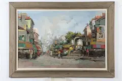 T. Dorschot, STREET SCENE, identified on label verso, Oil on canvas