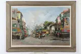 T. Dorschot, STREET SCENE, identified on label verso, Oil on canvas