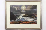 Michael E. Vermette, Moon Over Water, Watercolor
