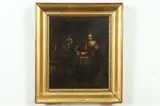 The Letter by Continental School, THE LETTER, oil on tin, sold Feb 2020