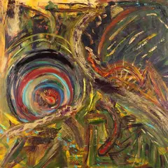 Sheila Cahill, In the Beginning, Acrylic on canvas with matching pillow