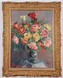 S. Bugin, Still Life with Roses, Oil on canvas