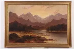 H. Williams, Scottish Highlands with Figure, Oil on canvas