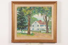 Nan Sheets, House in Summer, Oil on canvas in "as is" condition