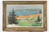 Sarah Baker, Playing Ball by the Shore, Oil on canvas