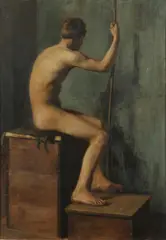 Jos Jung, Seated Male Nude, Oil on canvas