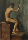 Jos Jung, Seated Male Nude, Oil on canvas