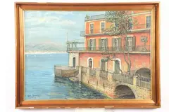 Alois Lecoque, View of Napoli, Gouache
