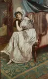 Albert von Keller, Portrait of Woman in Wing Back Chair