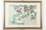 Chinese Sparrows In The Snow, mixed media, mixed media