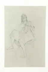 Ander, Woman Knitting, Pencil and colored pencil