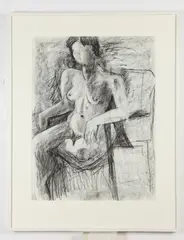 Mindy Weisel, Seated Female Nude, Charcoal