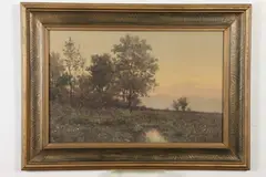 Summer Landscape by P. Perrin, Watercolor, offered Apr 2020