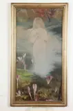 Polish School, Standing Female Nude in Lily Pond, Oil on canvas
