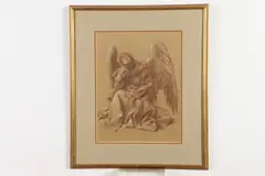 Nicholas Solovioff, Resting Angel, Conte crayon with white highlights