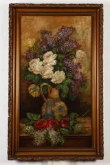 Celeste Bruff, Flowers in a Pitcher, FLOWERS IN A PITCHER, oil on canvas