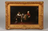 A. van Dusen, THE FRUGAL MEAL (after Josef Israels), Oil on panel
