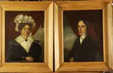PAIR OF ANCESTRAL PORTRAITS: TWO WORKS, each signed illegibly "T by American School, Oil on canvas, offered Apr 2020