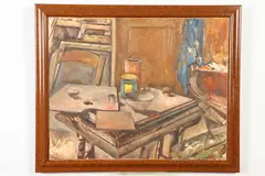 François Marie Anthonioz, Table Top Studio Still Life, Oil on board