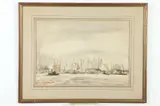 Reginald Marsh, New York Harbor Scene, Watercolor