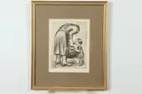 German School, MOTHER AND CHILD, blind stamp, " A.V.O, Etching