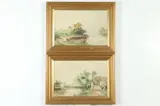 James Barclay, VILLAGE SCENES: PAIR, each signed, Watercolor