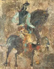 Gerard Henderson, Abstract Horse and Rider, Oil on canvas