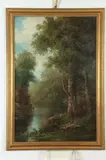 A. Fletcher, Woodland Landscape with Trees and Stream, Oil on canvas