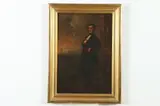 Continental School, Portrait of Standing Gentleman, PORTRAIT OF STANDING GENTLEMAN, oil on canvas in "as is" condition with heavy craquelure.
