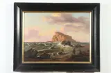 American Indians on Rocky Coast by American School, AMERICAN INDIANS ON ROCKY COAST, oil on canvas, sold Jun 2020