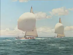 Wind and Sails by Leonard Lane, Oil on canvas, sold Jun 2020