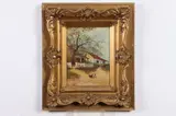 Dubroff, Chickens Feeding in the Yard, Oil on canvas