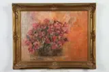 Beatrice Koplovitz, Still Life with Red Flowers, Oil on canvas