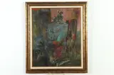 American School, Abstract Still Life with Figure, Acrylic on board