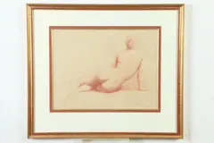Andrew Lattimore, Reclining Female Nude, Conte pencil