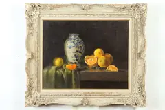 Joan Potter, Still Life with Urn and Oranges, Oil on canvas