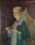 Art Deco Lady at the Opera by American School, Oil on canvas, illustration, sold Jul 2020