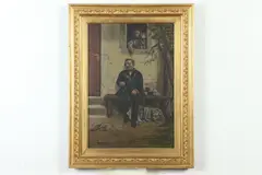 B. Freckmann, Soldier Resting with Dog, Oil on canvas