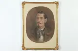 American School, Portrait of Gentleman with Handlebar Mustache, Pastel