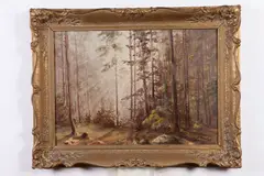 Z. Houdek, Autumn Forest Scene, Oil on canvas