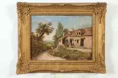 J. Clark, Italian Dwelling with Figures, Oil on canvas