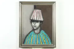 Mario Russo, Boy with Striped Hat, BOY WITH STRIPED HAT, signed and dated 1955-57 lower right and verso. oil on canvas