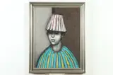 Mario Russo, Boy with Striped Hat, BOY WITH STRIPED HAT, signed and dated 1955-57 lower right and verso. oil on canvas