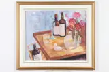 Gladys Barbot-Desmangles, Table-Top Still-Life with Jug of Wine, Oil on canvas .