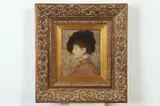 French School, Portrait of Edwardian Woman in Black Hat