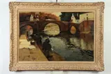A.L'Argent, Wash Day at the River, Oil on canvas